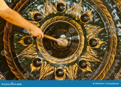 A Man Hit Big Gong Stock Images Image 20845434