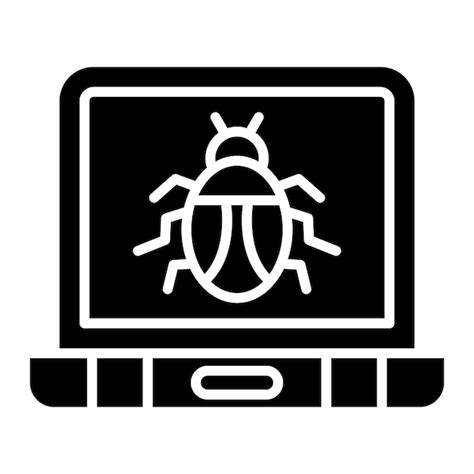 Premium Vector Laptop Virus Glyph Solid Black Illustration