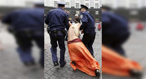 naked protest by femen activists