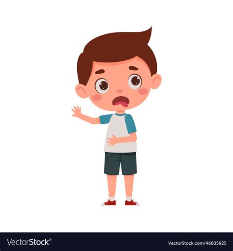 Cute Little Kid Boy Feeling Disgusted Cartoon Vector Image