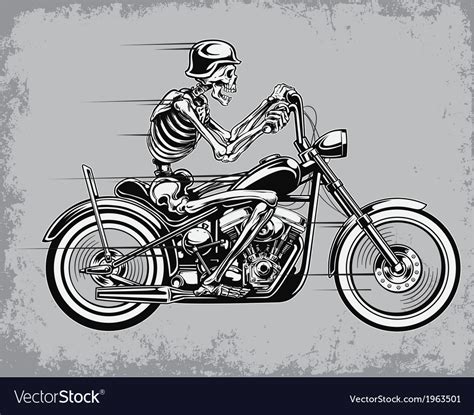Skeleton Riding Motorcycle Royalty Free Vector Image