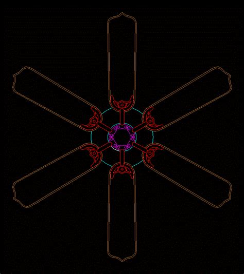 Ceiling Fan 6 Blades 2D DWG Block for AutoCAD • Designs CAD