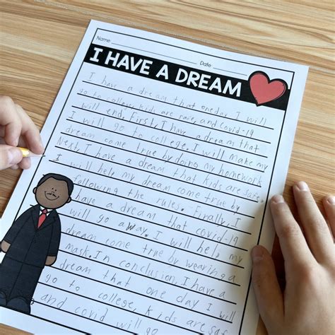 I Have A Dream Writing Activity For Martin Luther King Day Literacy