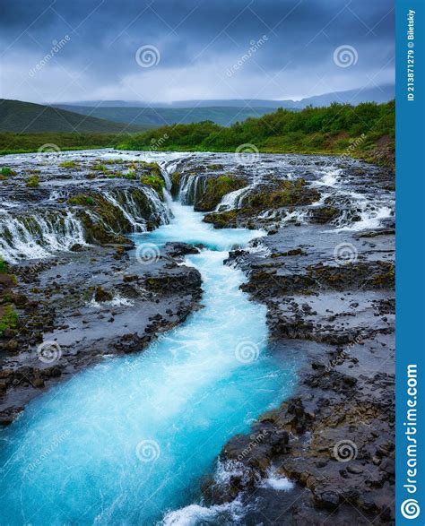 Bruarfoss Waterfall Iceland Famous Place In Iceland Fast River And