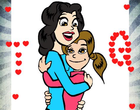 Dibujo De Madre E Hija Abrazadas Pintado Por En El Día 03