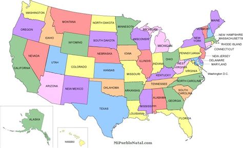 Mapa De Estados Unidos Con Nombres Capitales Estados Para Colorear