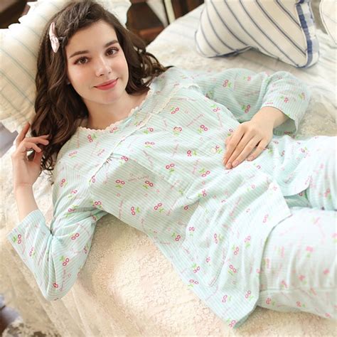 Cotton Maternity Sleepwear For Feeding Pajamas For Pregnant Women