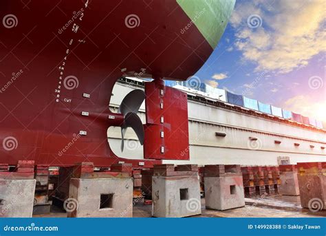Shipyard Propeller And Rudder Repair Royalty Free Stock Image