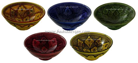 Moroccan Floral Ceramic Bowl Hand Painted And Hand Designed From