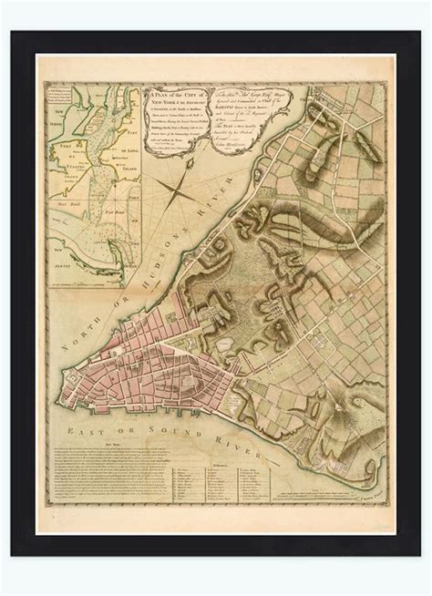 Old Map Of Ancient New York And Manhattan 1775 Vintage Map Old Map