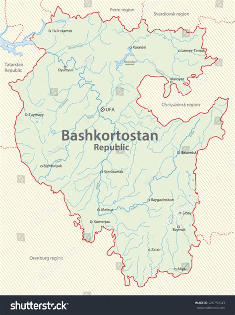 Detailed Map Bashkortostan Republic Russia Stock Vector Royalty Free