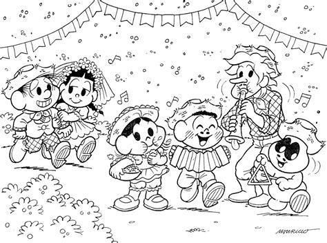 Desenhos para colorir Festa Junina da Turma da Mônica