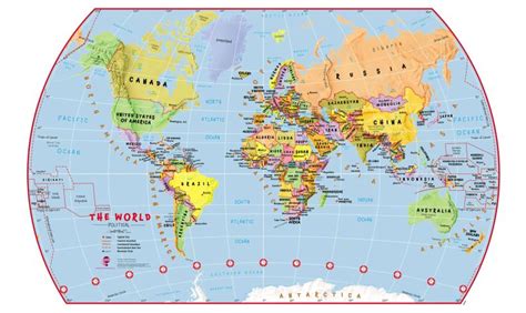 Large Elementary School Political World Wall Map Paper