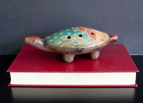 ocarina tortoise flute 6 hole whistle art pottery turtle 7 etsy