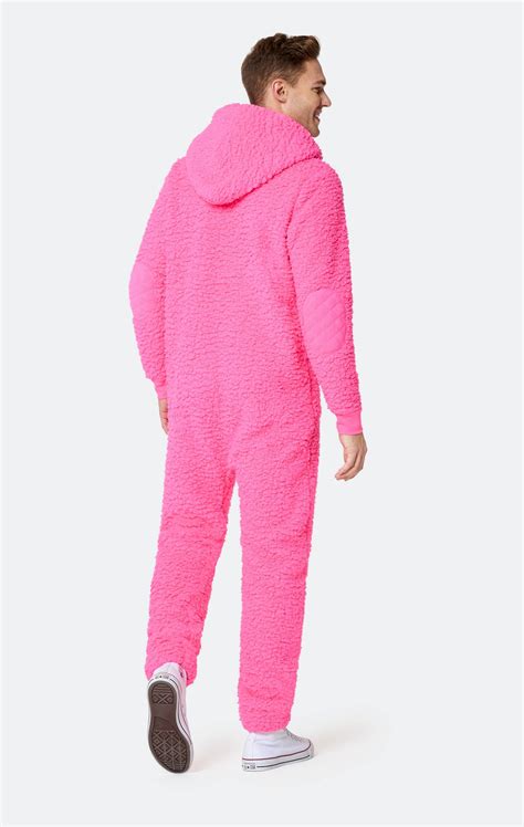 Teddy Fleece Jumpsuit Neon Pink Onepiece