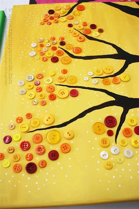Button Tree Wall Art 4 Seasons Colorful Button Tree