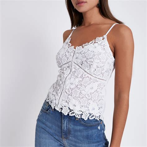 White Lace Cami Top Crop Tops Bralets Tops Women