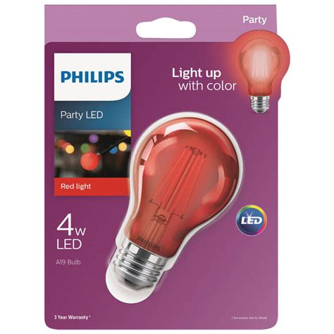 Red A19 Led Party Light Bulb Medium Base