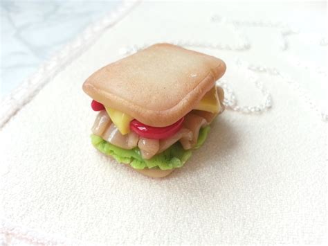 Miniature Sandwich Pendant Clay Charm Food Jewelry Food