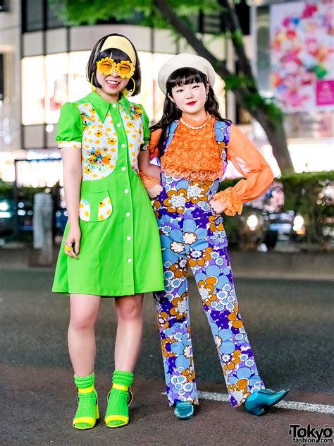 Colorful Retro Vintage Floral Harajuku Street Fashion W