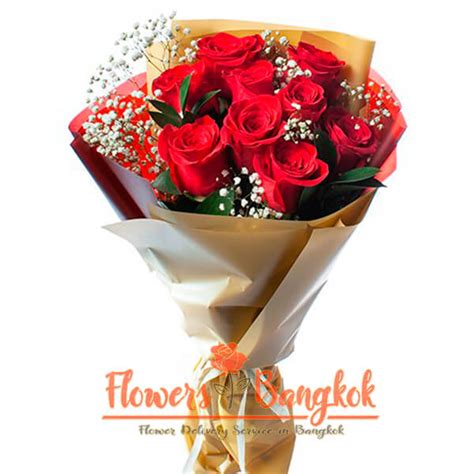 9 Red Roses ⋆ Flower Delivery In Bangkok Free Card