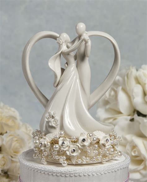 Vintage Rose Pearl And Heart Wedding Cake Topper Wedding