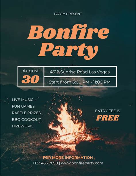 Black Bonfire Party Flyer Venngage