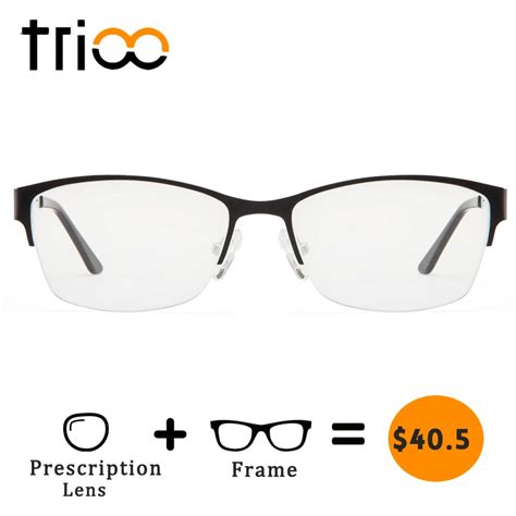 Trioo Luxury Titanium Prescription Glasses Men Clear Computer Eyeglasses Ultra Light 15g Myopia