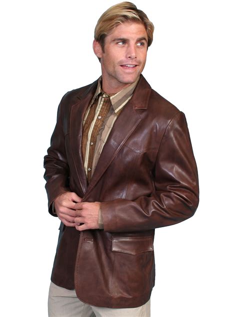 Scully Leather Mens Western Lambskin Blazer Chocolate The Western Company