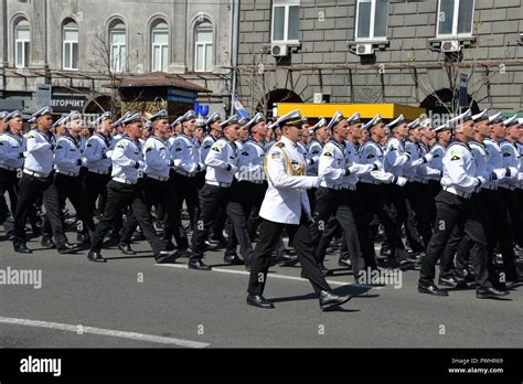 kyiv ukraine august 24 2018 cadets of the naval academy parade through the ukrainian capital