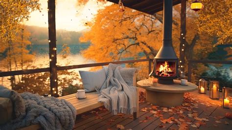 Fall Porch Ambience With Cozy Fireplace Cozy Autumn Sounds Falling