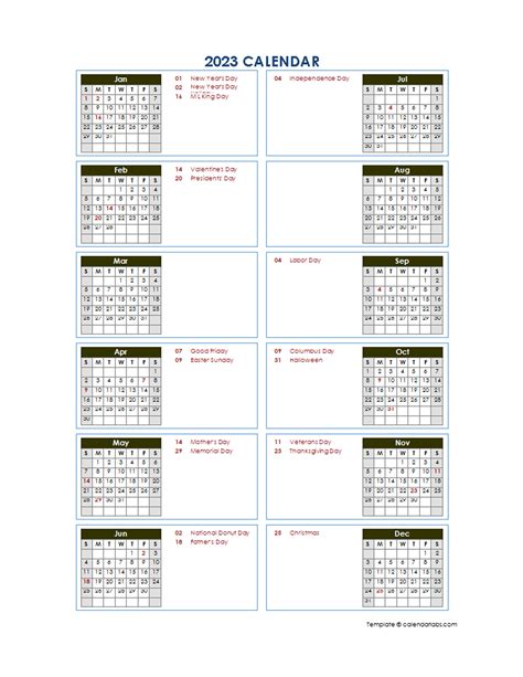 2023 Calendar Templates And Images 2023 Printable Calendar Pdf Free