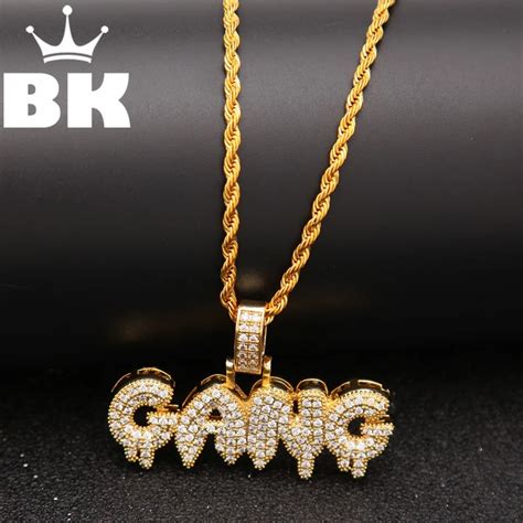 The Bling King Custom Bubble Initial Letters Cz Pendant Necklace Hip