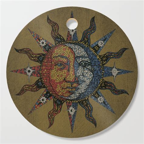 Vintage Celestial Mosaic Sun And Moon Cutting Board By Sandersart Society6