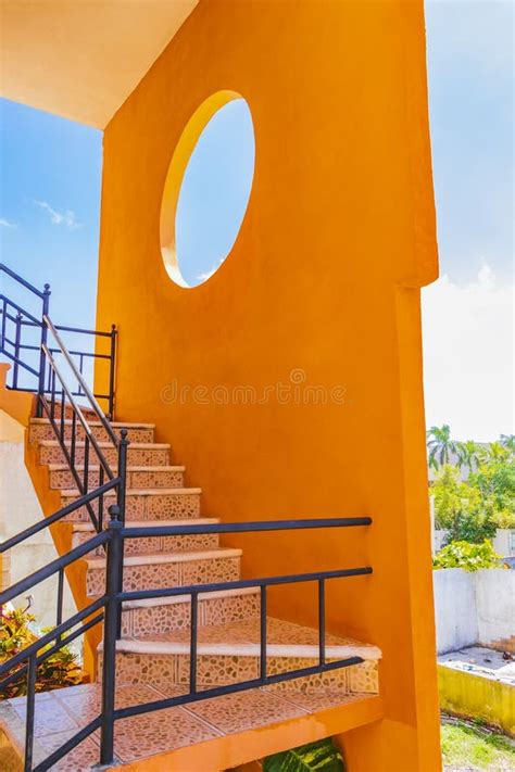 Typical Orange Residence Hotel Building Architecture Playa Del Carmen