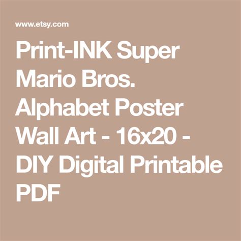 Print Ink Super Mario Bros Alphabet Poster Wall Art 16x20 Etsy