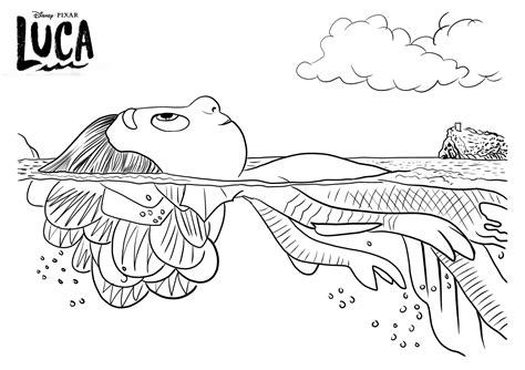 Sea Monster Luca Coloring Page In 2022 Monster Coloring Pages Disney