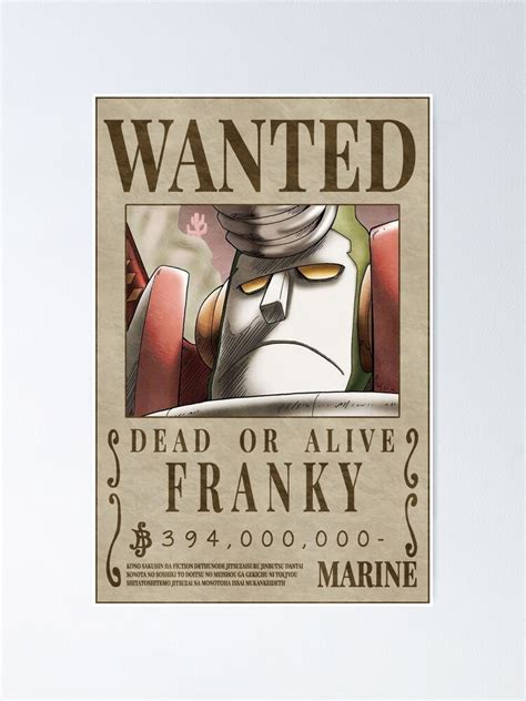 Franky Wanted Poster Post Wano Updated Bounty Poster Poster For Sale By Fruitpanda Redbubble