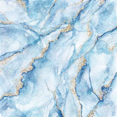 Abstract Background White Blue Marble With Gold Glitter