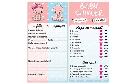 Crintiff Carte Pour Jeu Baby Shower Cartes Pronostics Pour Baby