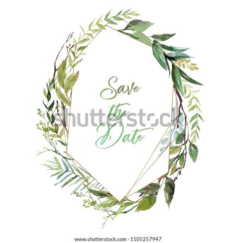 Watercolor Floral Illustration Leaf Wreath Frame のイラスト素材 1105257947