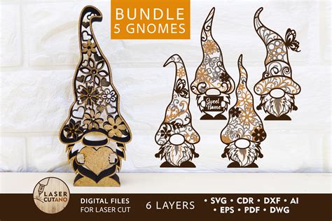 D SVG GNOMES Multilayer Laser Cut Files