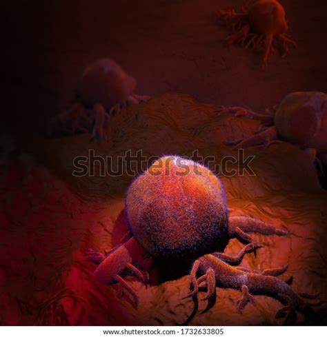 Cancer Cell Under Microscope 3d Illustration Stock Illustration