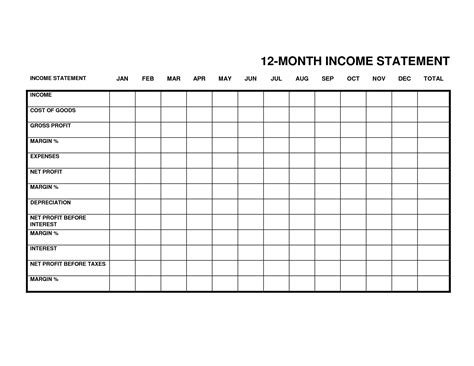 monthly income statement income statement template monthly