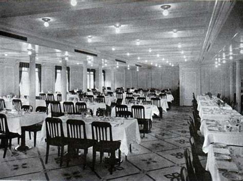 The first class dining saloon was one out of four locations for first class passengers to eat.the room was located on d deck, measuring 114 feet long and 92 feet wide, the room could seat 554 passengers, set at 115 tables for 2 to 12 people.if they wanted, the parents could allow their children to eat here with them, but not if. Titanic- 2nd Another Class Dining Room (With images ...
