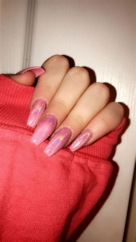 Color shifting, chameleon, metallic, chrome nails. Pink acrylic nails | long acrylic nails | chrome acrylic ...