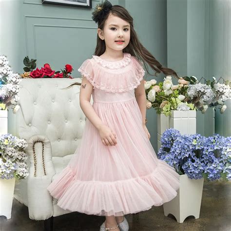 2017 Korean Gauze Girls Petti Long Dress Children Long Frocks Designs