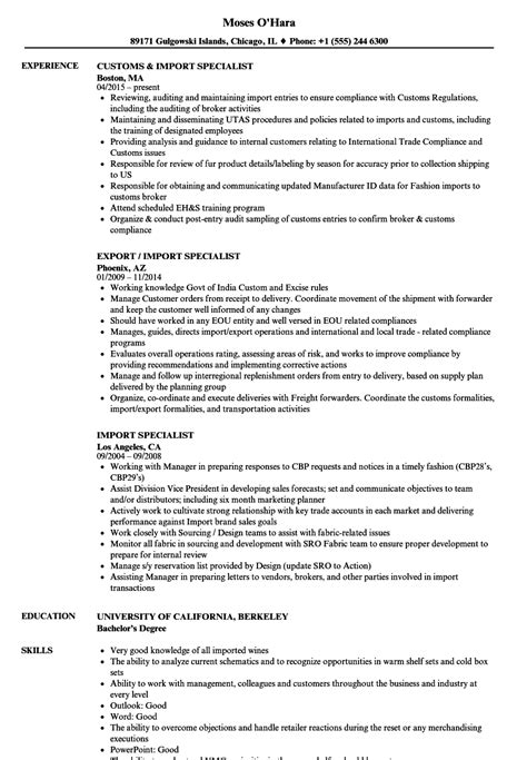 830 import export specialist jobs available on indeed.com. Customs Compliance Specialist Resume