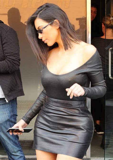 Kim Kardashian In Leather Skirt 12 Gotceleb