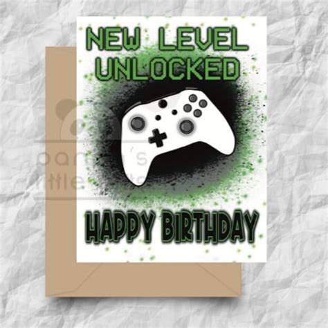 Digital Video Game Gamer Birthday Card Digital Download Happy Etsy